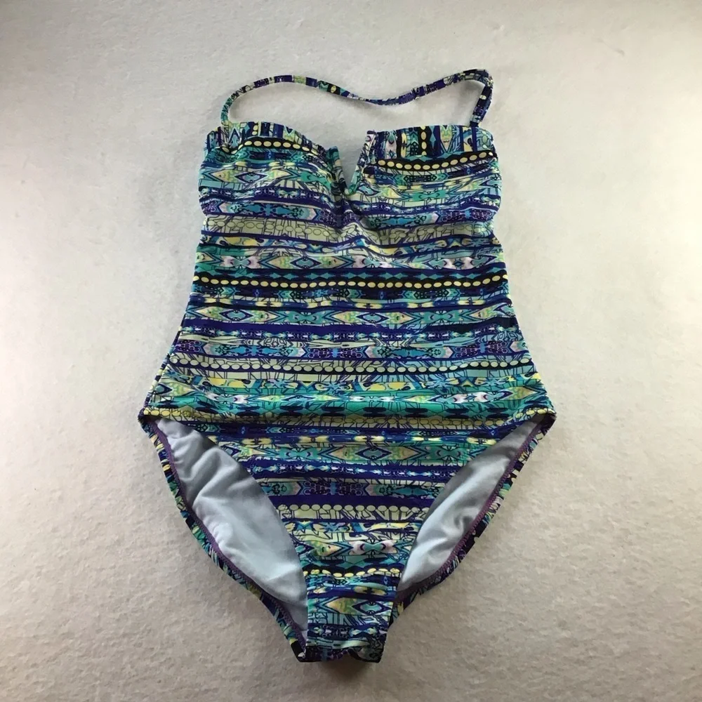 Jessica Simpson Women’s Totem V-Wire Bandeau Maillott One Piece Swimmingsuit wit
